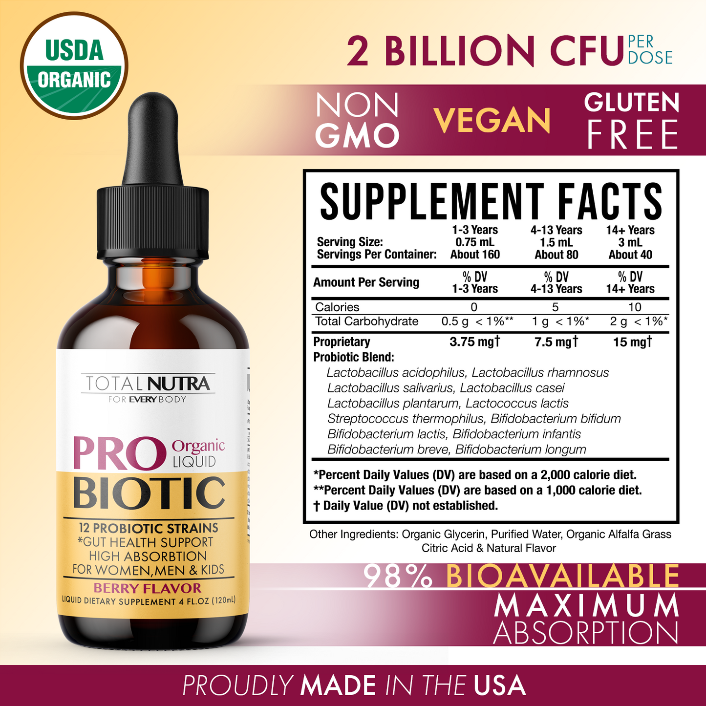 Liquid Probiotic Berry Flavor